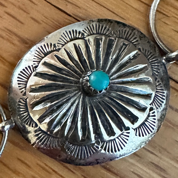 Concho Western Chain Belt Costume Silver Turquoise Womens - Picture 5 of 14